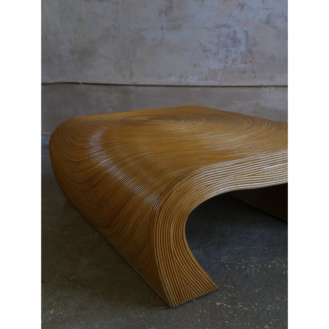 1980s Coastal Pencil Reed Rattan Restored Coffee Table | Chairish