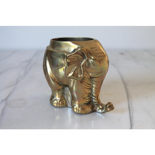 Mid-Century Modern Vintage Brass Elephant Desktop Pen or Pencil Holder For Sale - Image 3 of 9