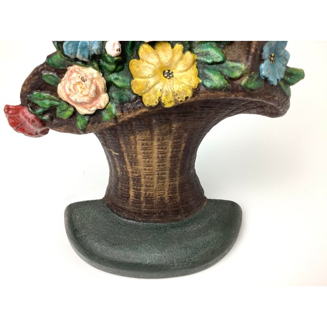 Antique Hubley Flower Basket Doorstop in Great Paint For Sale In New York - Image 6 of 8