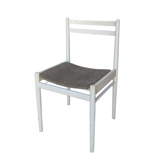 Vintage White Wooden Chair with Fabric Seat, 1970s For Sale