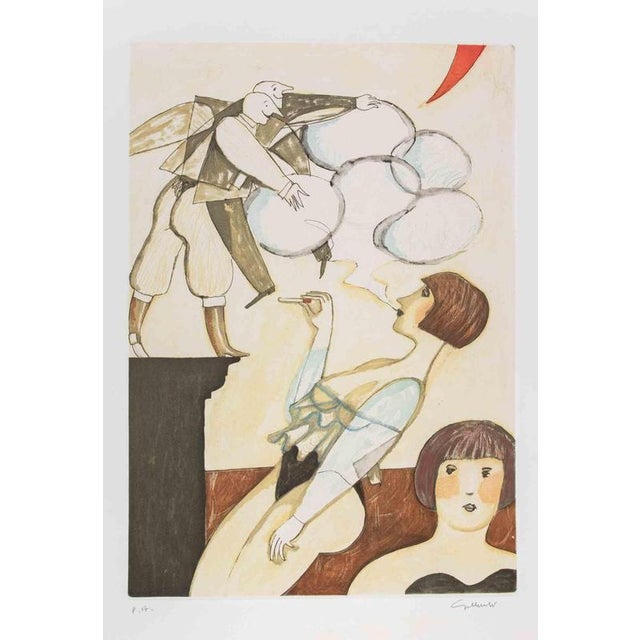 Alberto Gallerati, The Smoke Bubbles, 1980s, Etching For Sale - Image 3 of 3