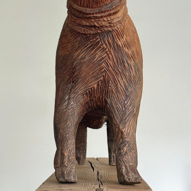 Vintage Monumental Folk Art Hand Carved Dog Sculpture For Sale - Image 11 of 12