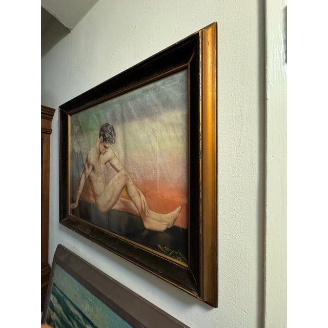 Contemporary 1970s Figurative Male Nude Pastel Drawing From Collection of Seymour Stein For Sale - Image 3 of 8