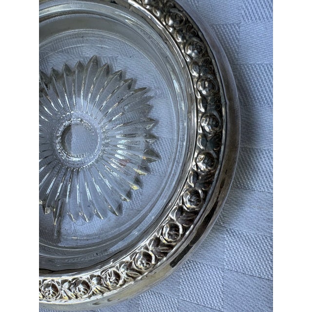 Glass Set of 8 Sterling Silver Rimmed Glass Coasters For Sale - Image 7 of 11
