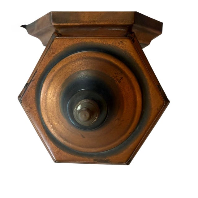 Mid 20th Century Weathered Brass and Copper Pair of Porch Lights - a Pair For Sale - Image 4 of 14