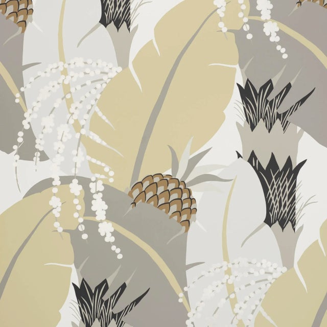 Contemporary Sample - Schumacher X Paul Poiret AnanasWallpaper in Neutral For Sale - Image 3 of 4