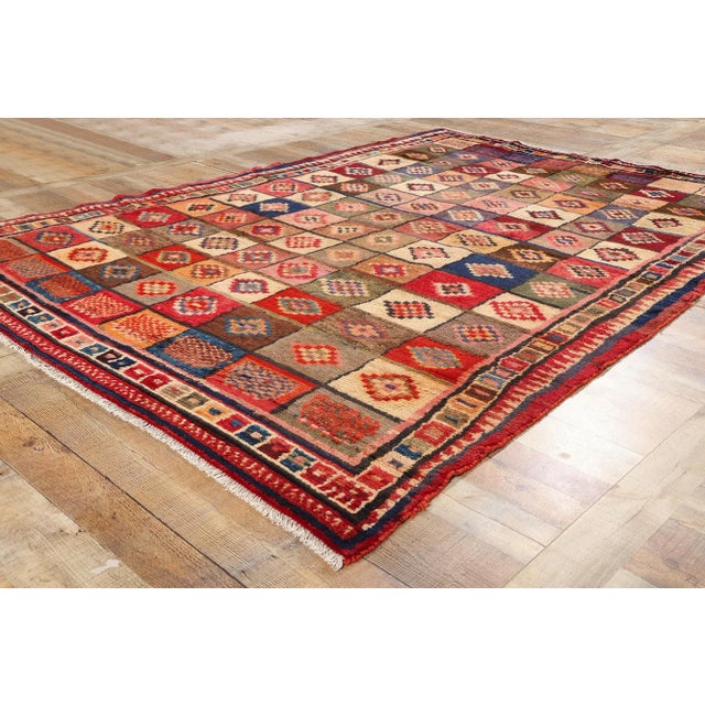 Textile Vintage Persian Lori Checkerboard Rug - 06'02 X 08'09 For Sale - Image 7 of 9
