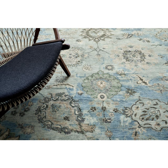 Transitional Exquisite Rugs Essex Hand-Knotted New Zealand Wool Ivory/Light Blue/Multi Rug-10'X14' For Sale - Image 3 of 4
