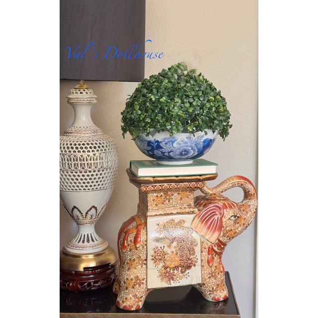 Vintage Medium Scale Trunk Raised Elephant Plant Stand For Sale - Image 10 of 11