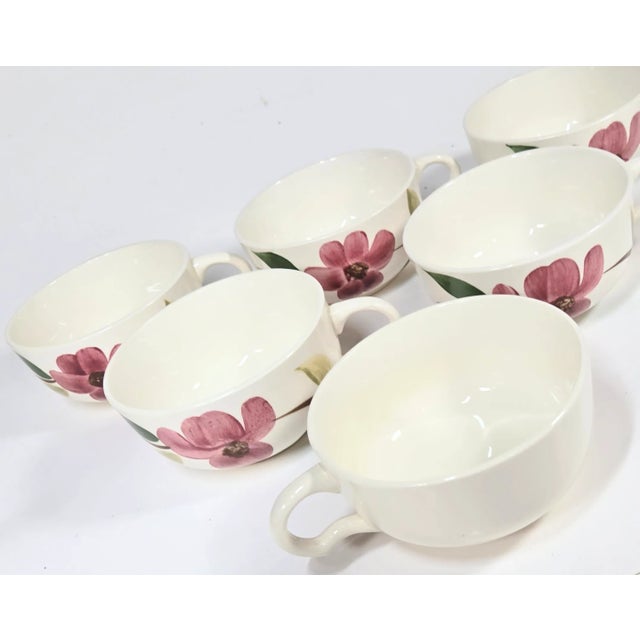Handpainted Pink Dogwood Teacups- Set of Six For Sale - Image 10 of 16