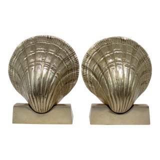Brass Shell Bookends, a Pair For Sale