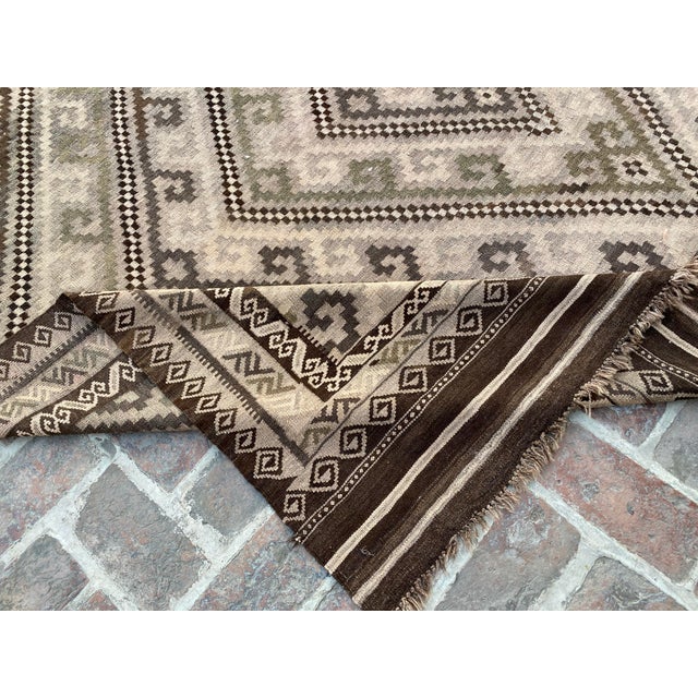 Maimana Kilim Area Rug, Handwoven Wool, 8x15, Ivory & Olive For Sale - Image 10 of 12
