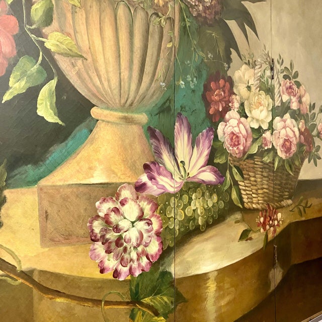 Screen with Flower Bouquet For Sale - Image 6 of 7