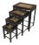 Vintage Oriental Asian Black Nesting Tables W Decorative Table Tops ~ Set of Four For Sale