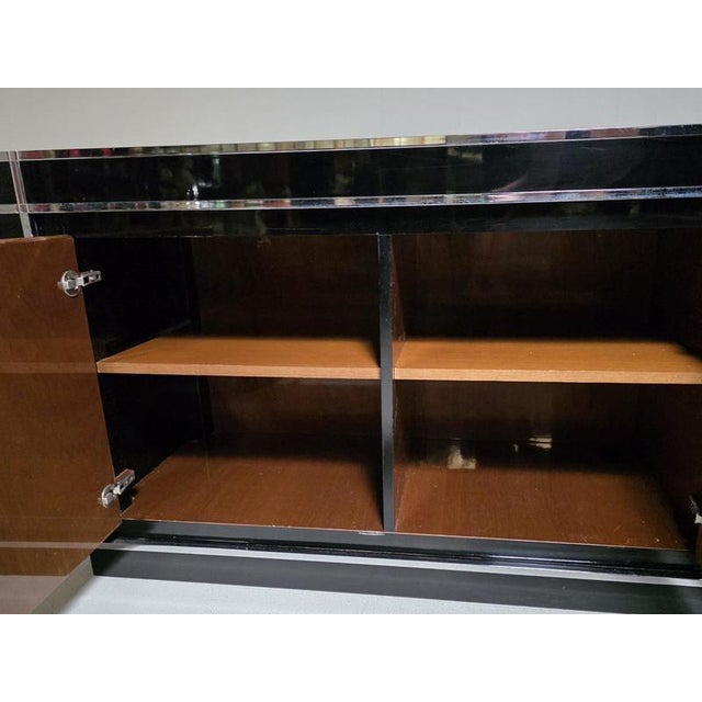 Mario Sabot Sideboard in Burl Walnut and Black Lacquer by Mario Sabot, Italy, 1970s For Sale - Image 4 of 9