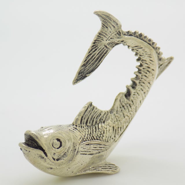 Vintage Italian Silver 800 Good Luck Fish Figurine with Raised Tail, 1950s For Sale - Image 6 of 11