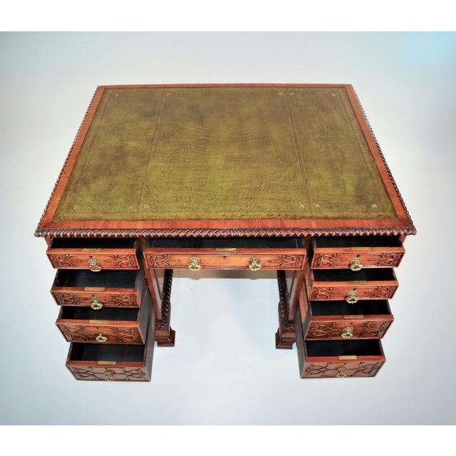 Chippendale Late 19th Century English Chippendale Style Mahogany Partners Desk For Sale - Image 3 of 12