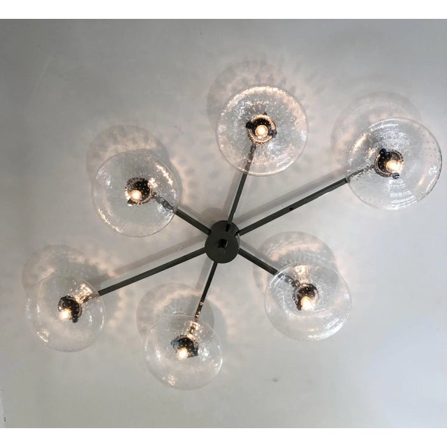 Angelo Polished Black Nickel Clear Bubbles Glass Flush Mount by Fabio Ltd For Sale - Image 6 of 8
