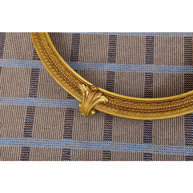 French Empire Style Imported Alabaster and Brass Chandelier With Ornate Rim and Canopy For Sale - Image 9 of 12