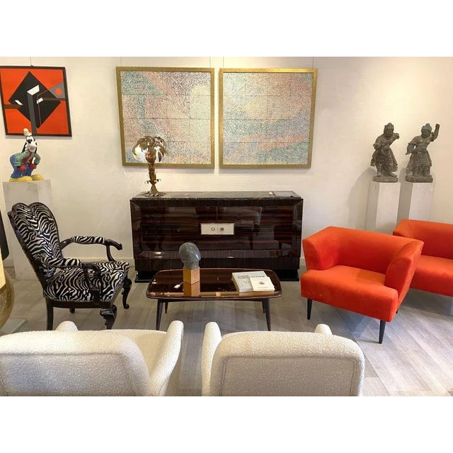 Art Deco Sideboard with Marble, Walnut, Macassar ebony veneer, 1950's, France
