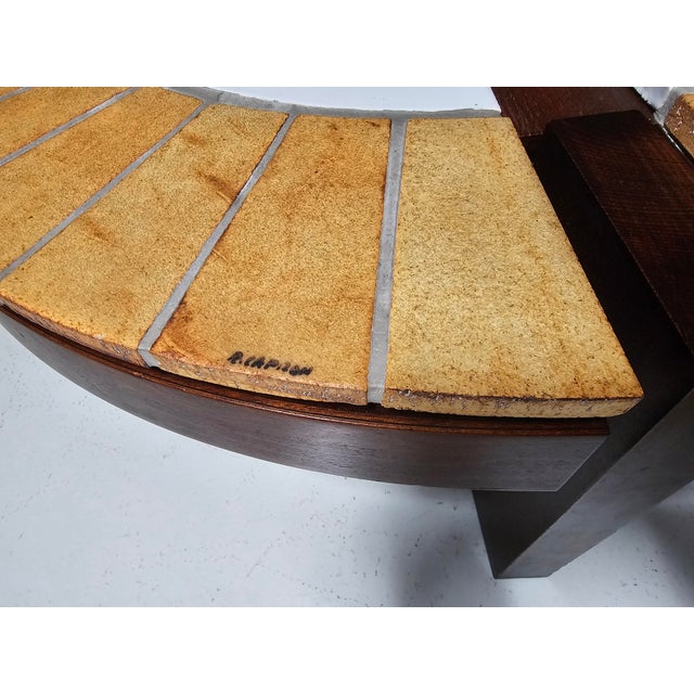 Wood Ceramic and Oak Eucalyptus Coffee Table by Roger Capron, 1970s For Sale - Image 7 of 11