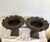 Antique Unique RARE decorative pair of cast iron planters With inserts 10 inches high 13 inches diameter