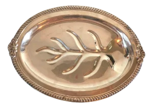 Mid Century American Silver Tree of Life and Gravy Well Fish/Meat Platter