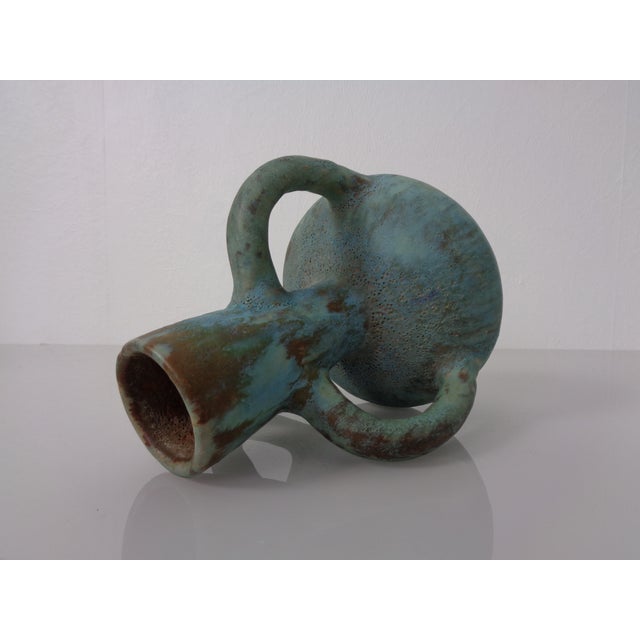 German Studio Ceramic Handle Vase by Lu & Gerd Grove, Lübeck, 1960s For Sale - Image 12 of 18