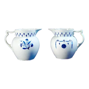 Antique English Pearlware Pottery Large Underglaze Blue Jug