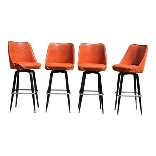 1970s Vintage Swivel Barstools - Set of 4 For Sale