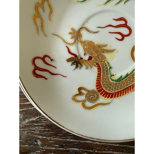 Vintage Japanese Dragonware Moriage Saucers – Set of 4 For Sale In Chicago - Image 6 of 11