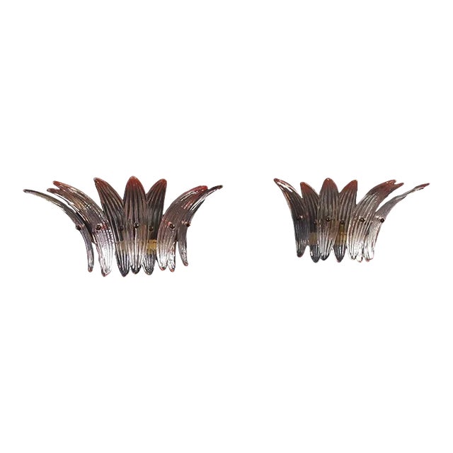 Murano Palmette Pink Glass Sconces - a Pair For Sale