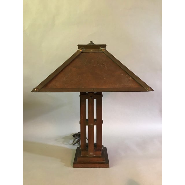 Period Prairie School Arts And Crafts Bronze And Copper Table Lamp Chairish