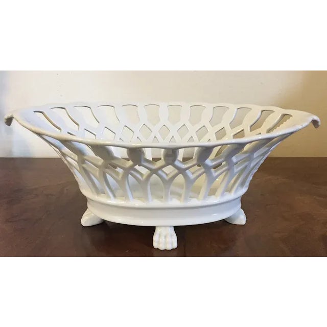 Antique 19th Century French Empire Porcelain Reticulated Corbeille with Lion Paw Feet For Sale In New York - Image 6 of 12