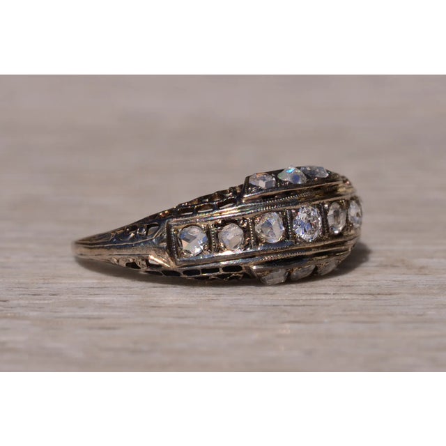 The Double Springs: Antique White Gold Art Deco Rose Cut Diamond Ring For Sale - Image 9 of 11