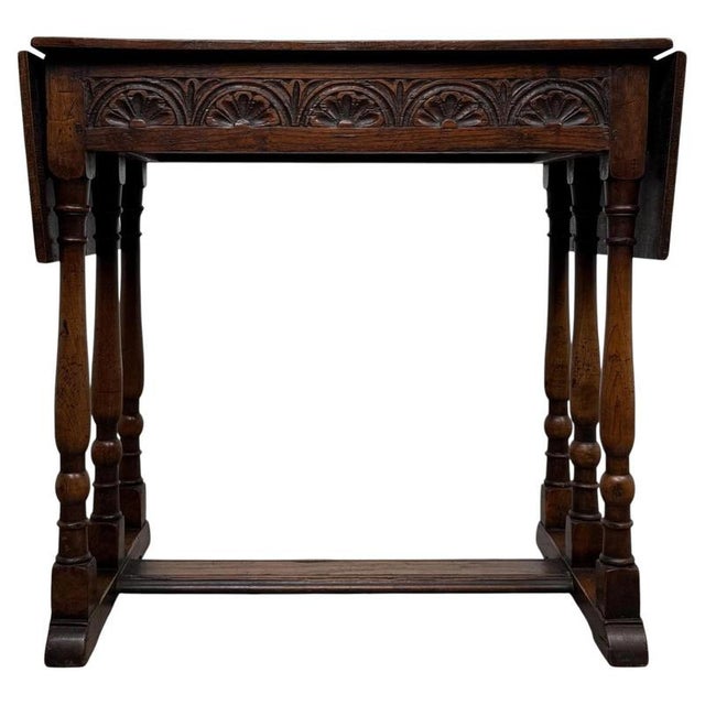 20th Century English Oak Drop-Leaf Side Table For Sale - Image 15 of 15