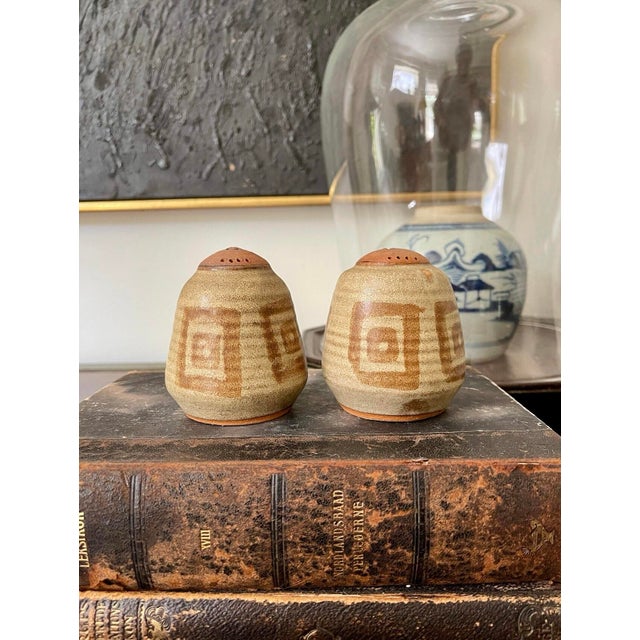 Terra Cotta 1980s Pair of Studio Pottery Salt and Pepper Shakers For Sale - Image 8 of 9