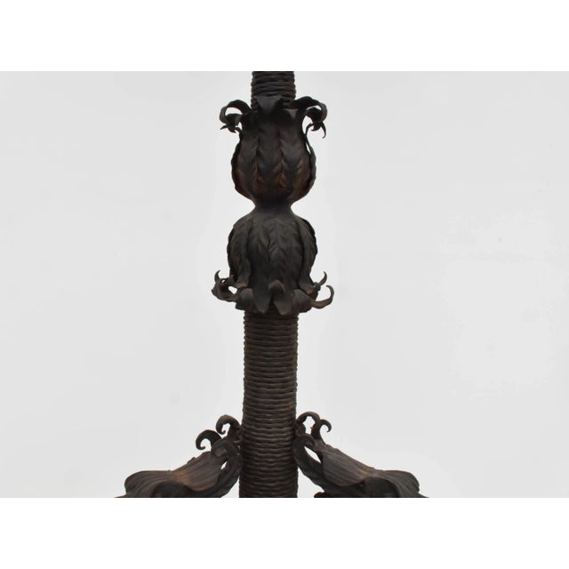 Black Large Italian Wrought Iron Outdoor Lamppost from Mazzucotelli, Italy, 1910s For Sale - Image 8 of 13