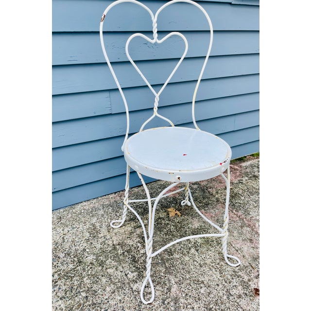 Mid-Century Modern Vintage Wrought Iron Ice Cream Parlor Chair For Sale - Image 3 of 11