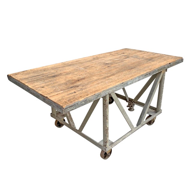 Vintage American Industrial Kitchen Island With Wood Top Chairish