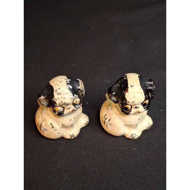 Hubley Manufacturing Company Pair Antique Hubley Cast Iron Puppo Dog Figurine Paperweights Bee on Hip Grace Drayton For Sale - Image 4 of 15
