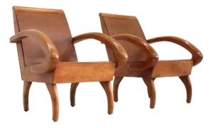 Mid-Century Armchairs in Bent Wood, 1960s, Set of 2