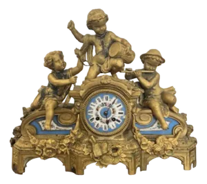 Antique Victorian French Mantle Clock by Phillipe H. Mourey, 1860