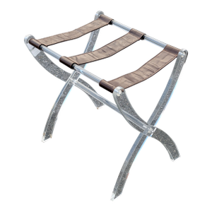 1970s Lucite Luggage Stand / Luggage Rack With Leather Straps