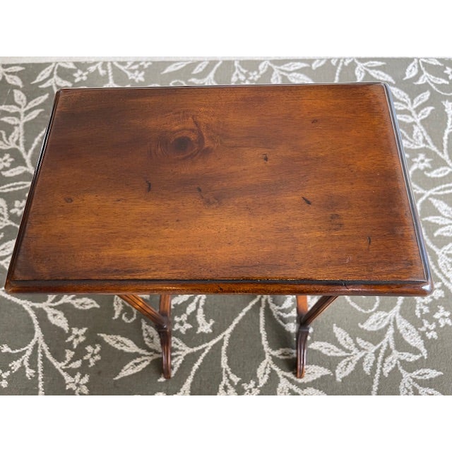 Brown Petite Wood Accent or Tea Table, Vintage For Sale - Image 8 of 14