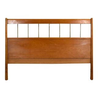 Paul McCobb Planner Group Mid Century Modern Full-Size Headboard Brass & Birch For Sale