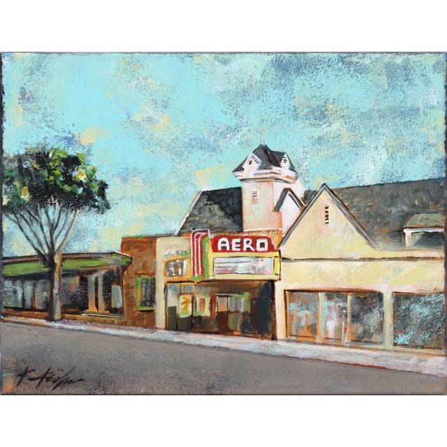 ''Aero Theater'' Contemporary Street Scene Acrylic Painting by Kathleen Keifer For Sale