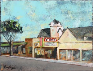 Aero Theater - Contemporary Street Scene Acrylic Painting by Kathleen Keifer