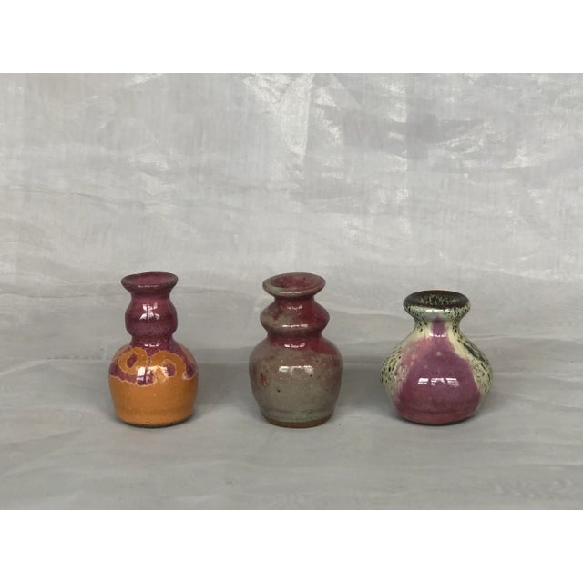 1970s Miniature Art Pottery Vases - Set of 3 For Sale - Image 13 of 13