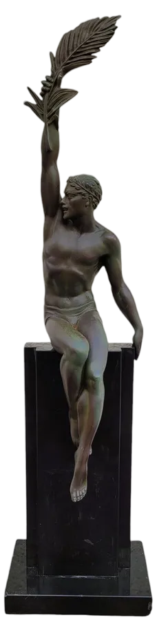 P Le Faguays / Max Le Verrier, Art Deco Glory Sculpture, 20th Century, Spelter